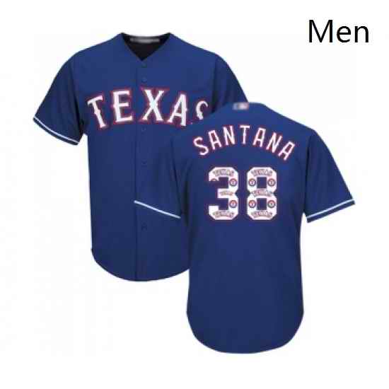 Mens Texas Rangers 38 Danny Santana Authentic Royal Blue Team Logo Fashion Cool Base Baseball Jersey